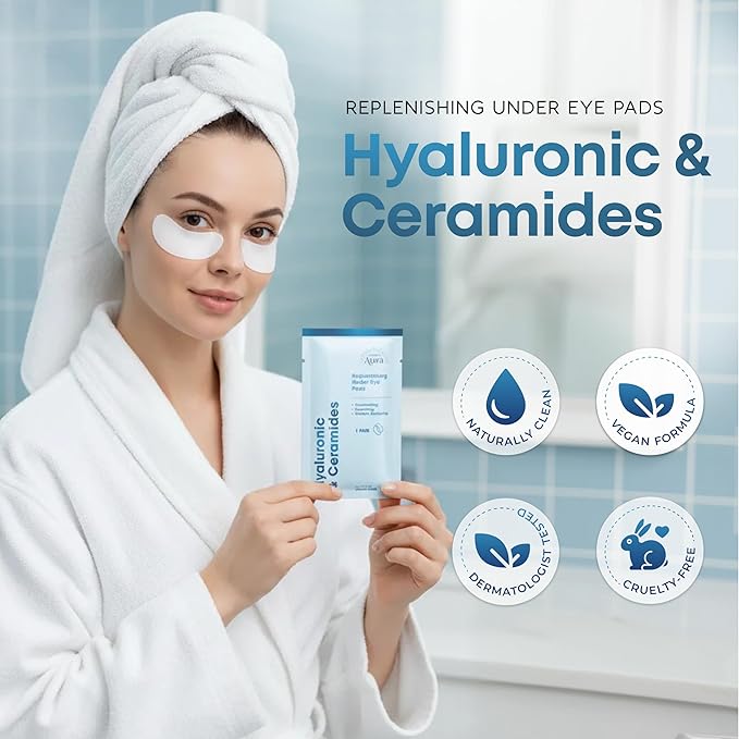 Hyaluronic Acid & Ceramides Under Eye Patches – Hydrating, Firming & Puffiness Reducer For Dark Circles & Fine Lines – Dermatologist Tested, Anti-Aging, Korean Skin Care – Vegan – 8 Pairs