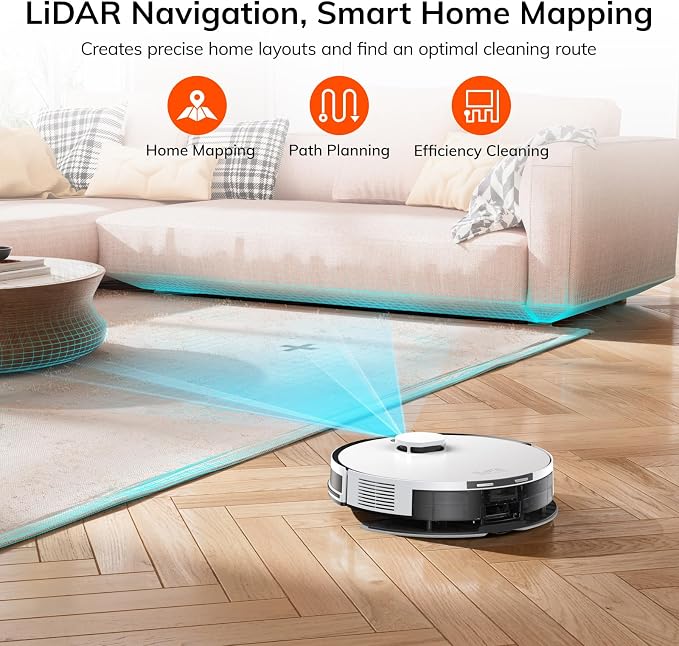 ILIFE A30 Pro Robot Vacuum and Mop,10000Pa Max Suction | 60 Days Self Emptying, LiDAR Navigation, 150 Mins, App, Remote & Voice Control, Ideal for Hard Floors, Carpet & Pet Hair