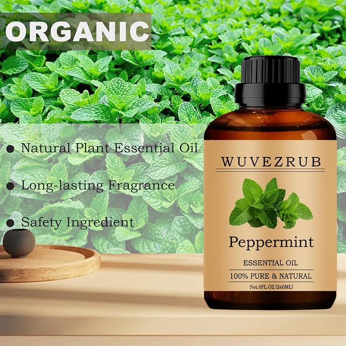 Peppermint Essential Oil 240ML, 100% Pure and Natural - Aromatherapy Diffuser - 8 Fl Oz
