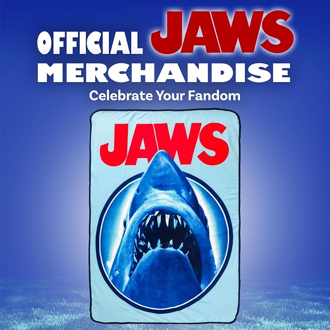Silver Buffalo Jaws Need a Bigger Boat, Fleece Throw Blanket, 45x60in | Soft and Cozy, 180 GSM
