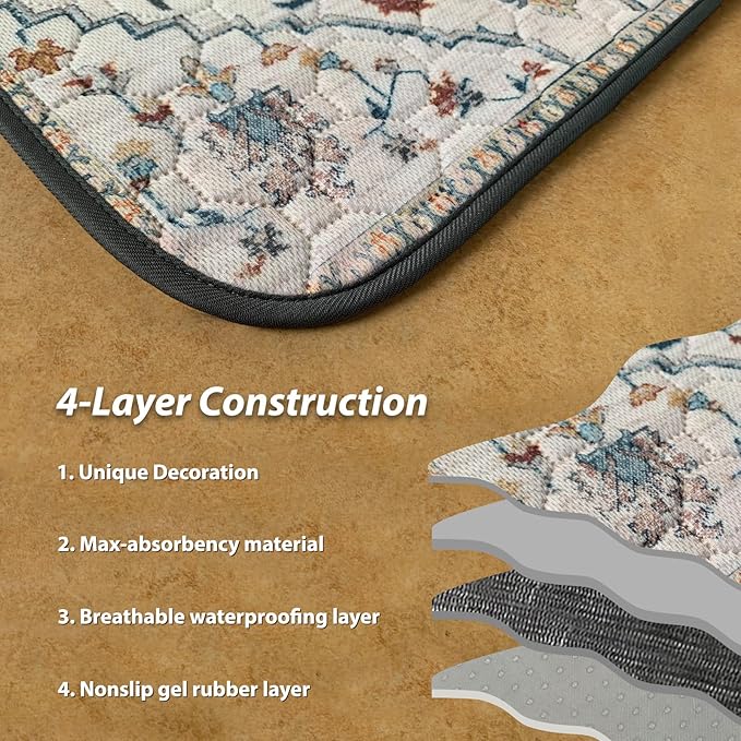 nunubaby Washable Pee Pads for Dogs, Stylish, Non-Slip and Leak-Proof Pee Pads. Reusable Potty Pads for Dogs for Crates and Floors.(Beige/Floral, 54" x54" )