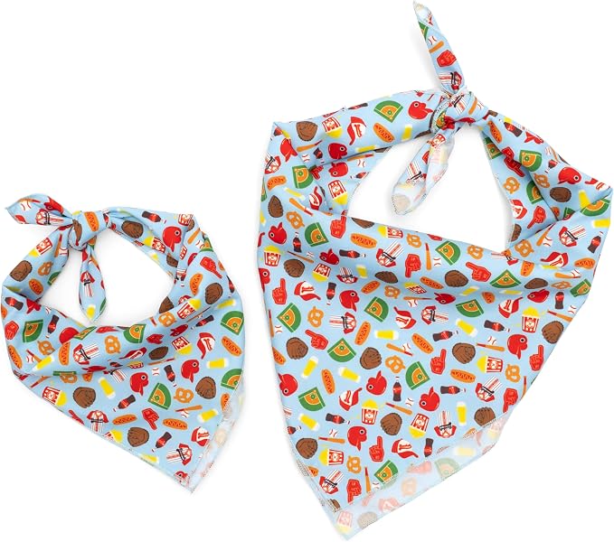 THE WORTHY DOG Icons Classic Tie-On Bandana for Dogs & Cats, Baseball