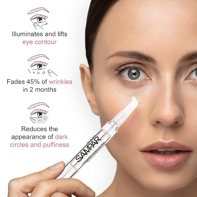 SAMPAR Illuminating Eye Cream - Anti-Aging, Hydrating & Brightening Treatment with Hyaluronic Acid, Vitamin C, and Essential Oils - Reduces Dark Circles, Fine Lines & Puffiness - All Skin Types