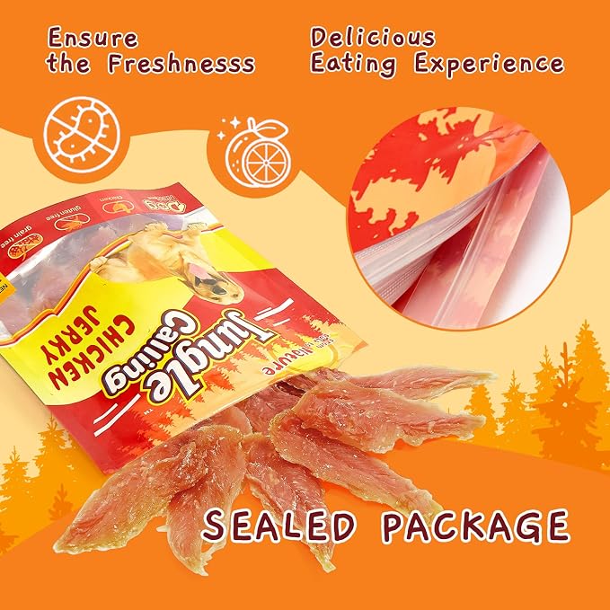 Jungle Calling Chicken Breast Jerky Dog Treats for Medium/Large Breeds | High Protein Chicken Jerky, Real Chicken Breast, Stomach-Friendly, Chewy for Teeth Cleaning, Ideal for Training, 10.6 Oz