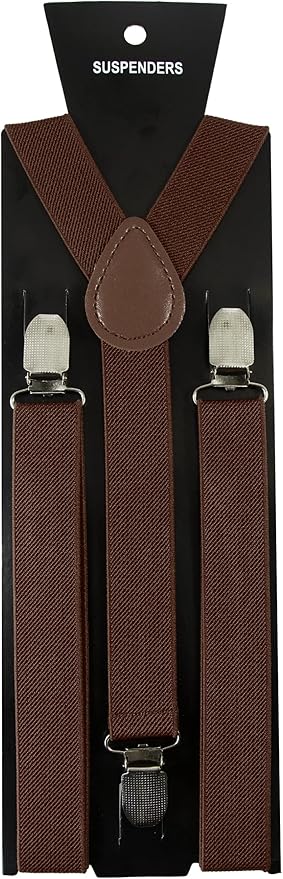 JEMYGINS Solid Color Mens Suspender with 3 Strong Clips Adjustable Braces