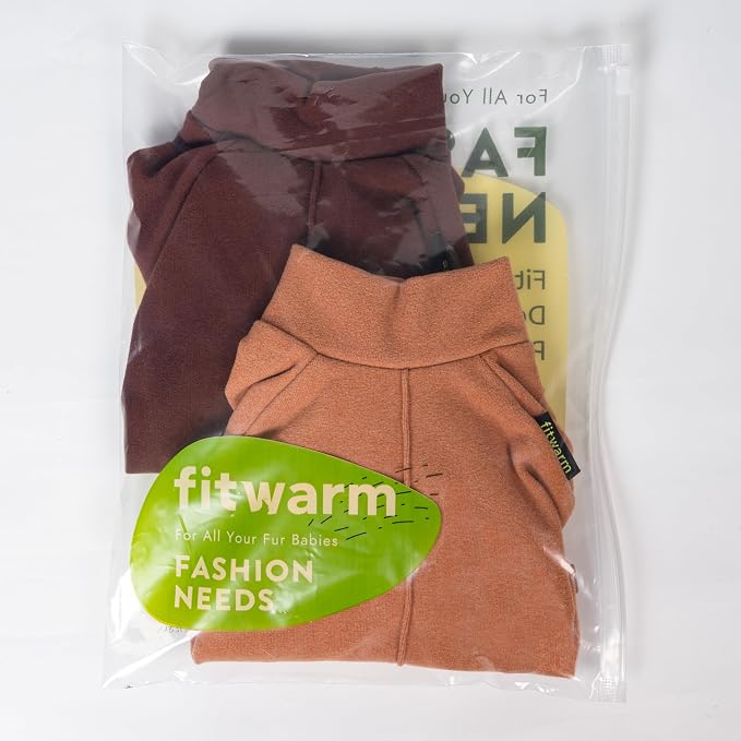 Fitwarm 2 Pack Lightweight Fleece Dog Pajamas, Thanksgiving Outfit for Small Dogs Boy Girl, Cozy Pet Onesie with Feet, Orange, Brown, Large