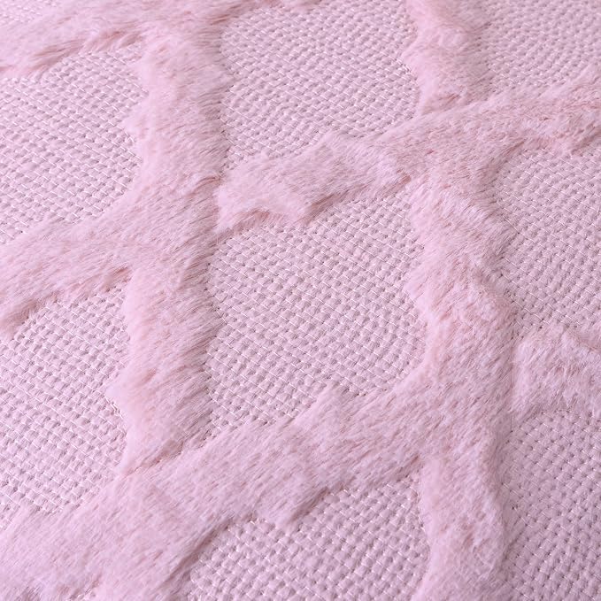 Set of 2 Soft Moroccan Throw Pillow Covers 18x18 Inch Plush Boho Decorative Pillow Cover Accent Cushion Case for Couch Sofa Bed, Light Pink