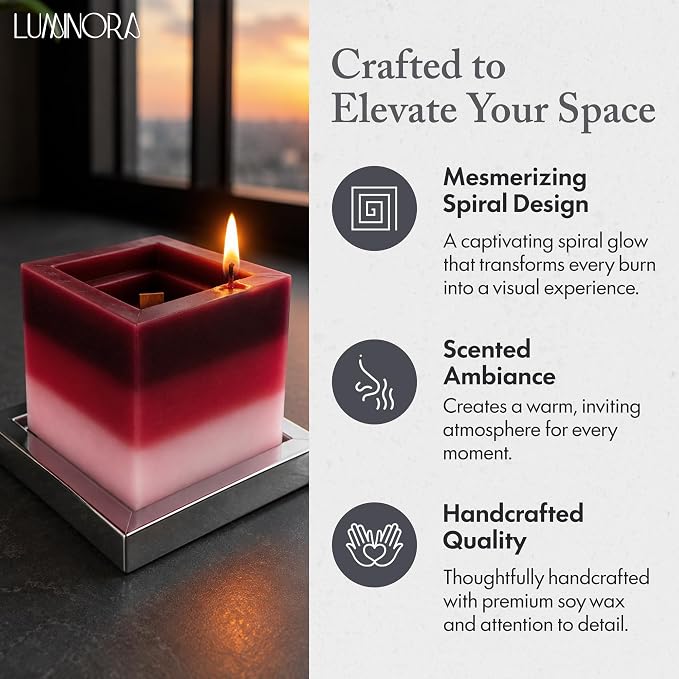 Spiral Candle with Unique Spiral Wick Design, Scented Soy Wax Candle for Home Decor, Gift Ready Decorative Art, Modern Spiral Light Candles for Calm Ambiance for Any Room (Jasmine Ginger Lavender)