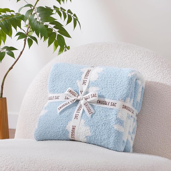 Snuggle Sac Flower Throw Blanket for Couch, Fuzzy Microfiber Warm Winter Daisy Floral Blankets, Sunflower Throws Gifts, Flower Blue, 50x60 inches