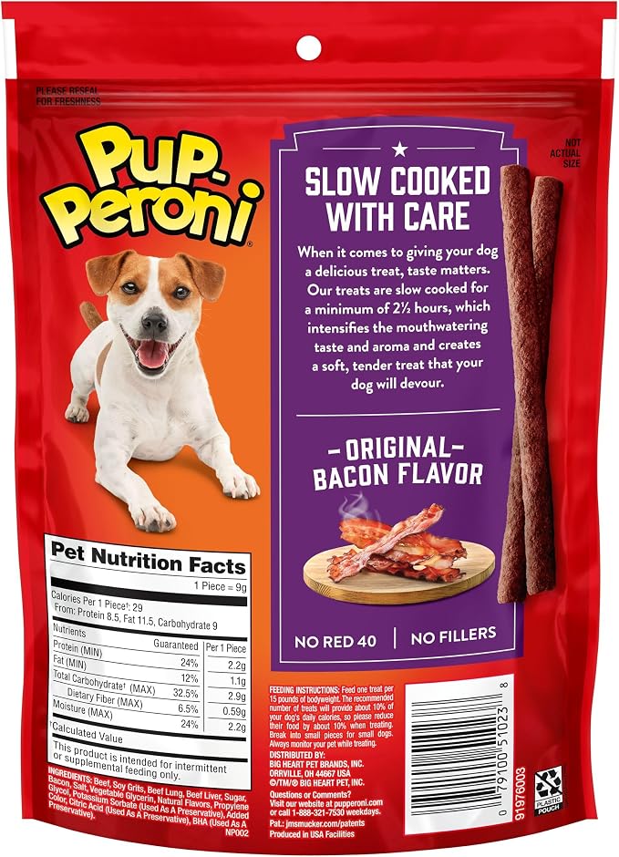 Pup-Peroni Original Bacon Flavor Dog Treats, 5.6 Oz. Bag, (Pack of 8)