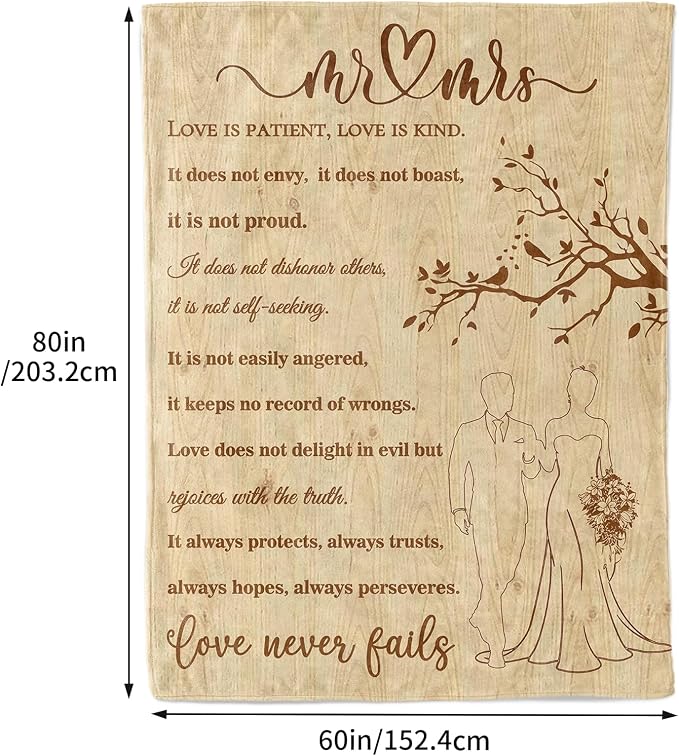 Wedding Gifts for Couples, Bridal Shower Gifts for Bride to Be Soft Blanket | Anniversary Mr and Mrs Gifts, Wedding Gifts for Newlyweds Wedding Throw Blanket 60*80 Inch (Wood)