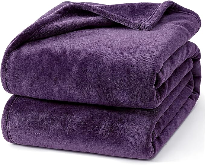 Hansleep Queen Purple Fleece Blanket, Soft Flannel Bed Blanket | Fuzzy Cozy Blanket 90x90 Inches, Multi-use for Bed, Sofa, Couch, Travel, Camping, All Season Warm Lightweight Cover