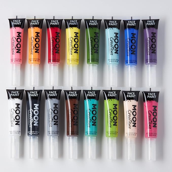 Face & Body Paint with Brush Applicator by Moon Creations - 0.50fl oz - Bright Pink