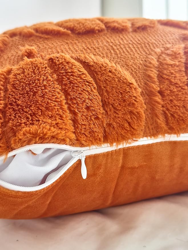 Pack of 2 Best Gift Happy Fall Y'all Pumpkin Fluffy Soft Decorative Throw Pillow Covers Cushion Case for Bed Couch Sofa Farmhouse Square 18''X18'inches (Pumpkin)