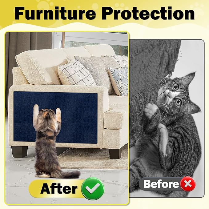 ENONCI 78.7x15.8 Cat Scratch Pad, Furniture Protector for Couch Corners | Trimmable, No-Shedding Cat Scratch Pad with Self-Adhesive Backing for Climbing, Protects Walls, Carpet and Couch