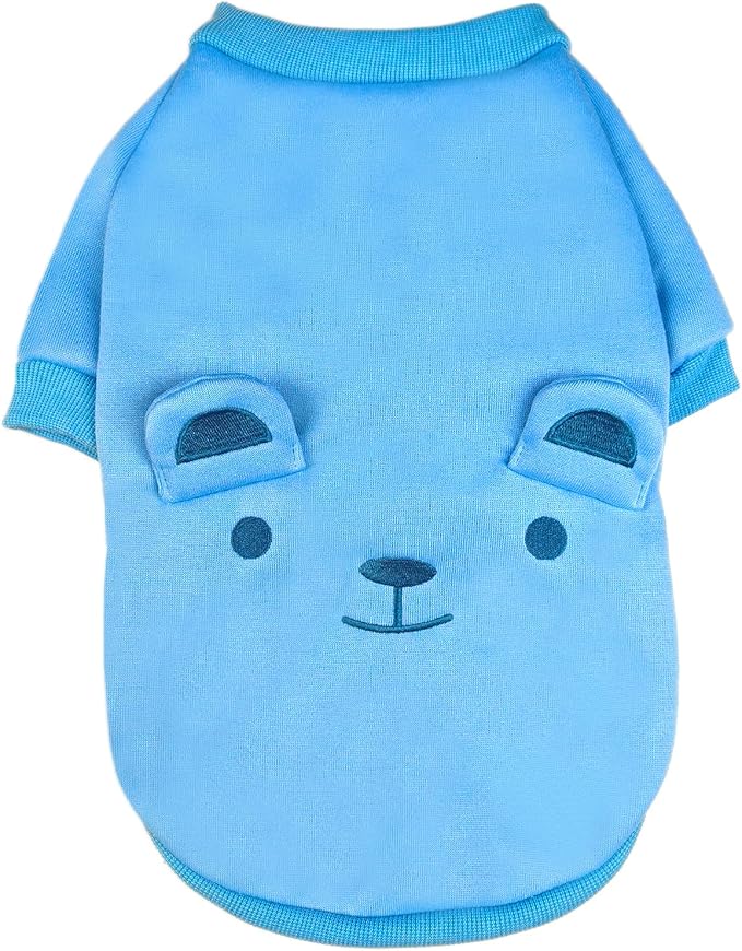 Blue Cute Dog Sweater Soft Winter Clothes for Small Dogs, M | Classic Blue Knit Pullover, Fall Winter Outfit, Elastic Cuffs, Holiday Party Matching, Machine Washable Sweatshirt for Pets
