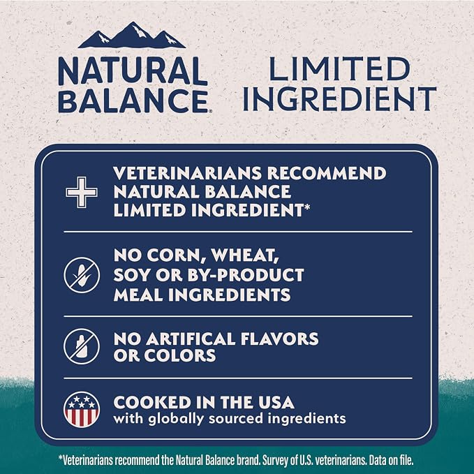 Natural Balance Limited Ingredient, Chicken & Brown Rice, 4 lb | Dry Dog Food with Wholesome Grains, Balanced Nutrition for Adult Dogs with Sensitivities, Skin and Stomach Support