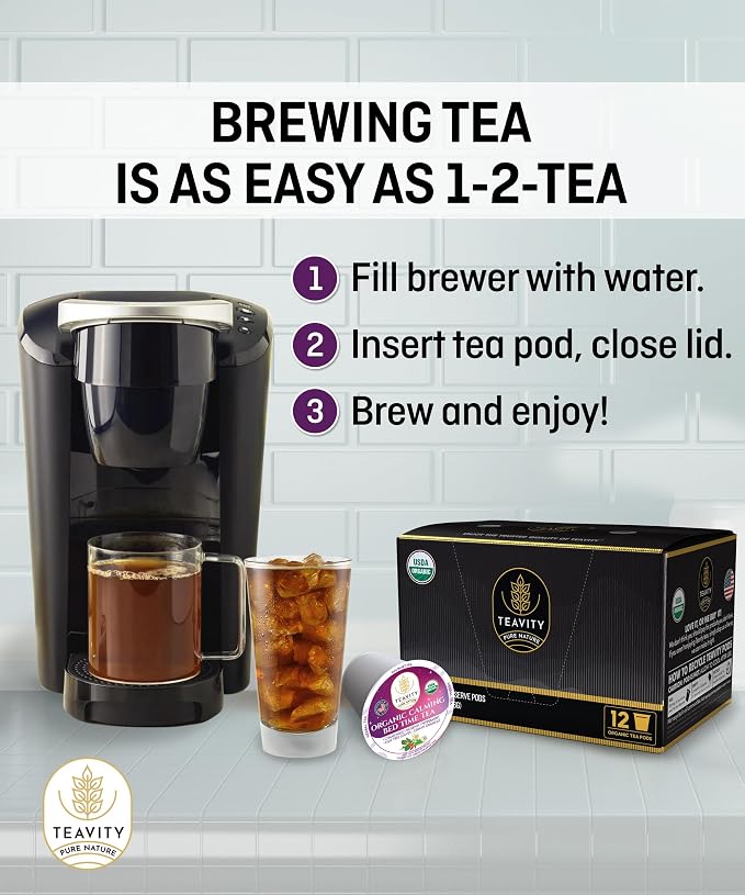 Organic Chamomile Sleep Tea Pods for Keurig - Naturally Decaf Tea - Calming Bed Time Tea by Teavity (12 Tea Pods)