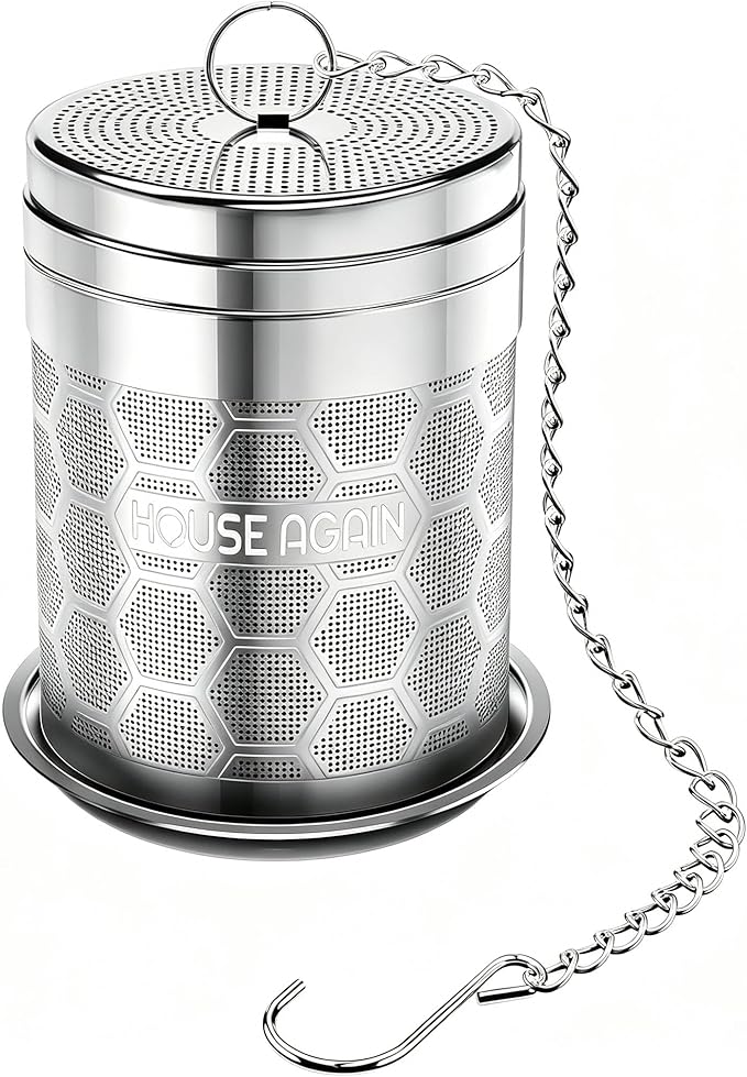 House Again Large Tea Infusers, Extra Fine Mesh Tea Strainers for Loose Tea, Slim Threaded Lid & 304 Stainless Steel, Filter Bags Diffusers, Loose Leaf Tea Steeper for Brew Tea Spices & Seasonings