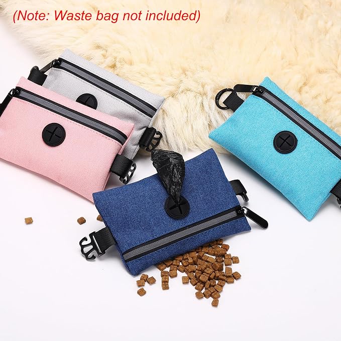 Dog Poop Bag Holder, Pet Waste Bag Dispenser Dog Treat Pouch with Zipper Oxford Cloth Portable Reusable Easy Cleanup(2Pcs, Black), Intended for Outdoor/Travel/Walking