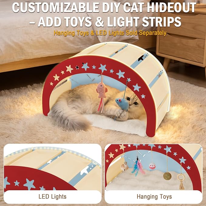 Cat Scratcher Bed, 3 in 1 Design-Bed, Scratcher, Hideaway Cave | with Elevated Sisal Pad & Reversible Fleece Mat,Sturdy HDPE Lounge for Indoor Cats, Tool-Free 30s Assembly, Supports 30 lbs