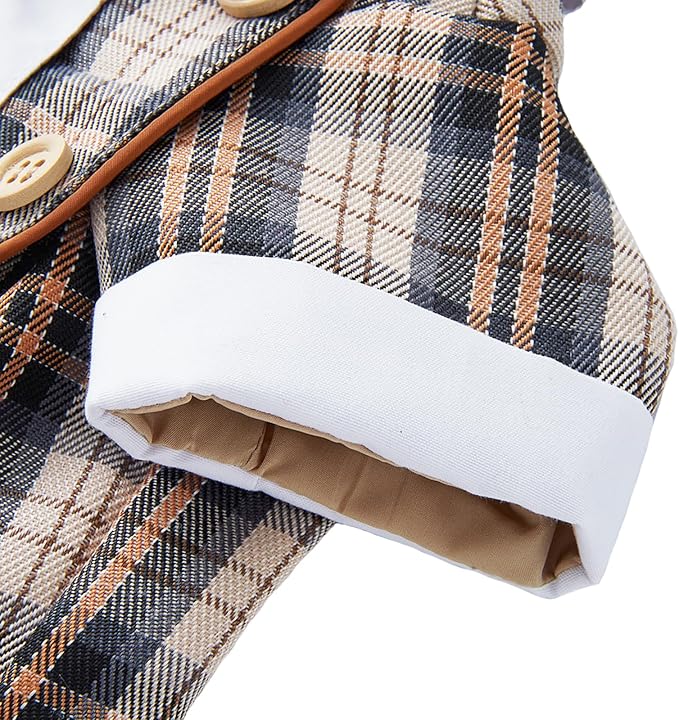 GabeFish Pets Wedding Jackets Suit for Dogs with Bow Tie Puppy Cat Formal Clothes Shirt Tuxedo (Coffee, XL (Chest 18.8in/48cm))