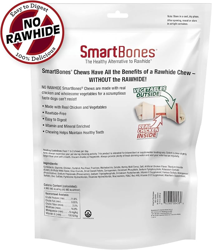 SmartBones Mini Bones Rawhide-Free Dog Treat, with Real Chicken, 56 Count | With With Real Chicken & Veggies, Easy To Digest Chew, Vitamin & Mineral Enriched, Supports Dental Health, For Small Dogs