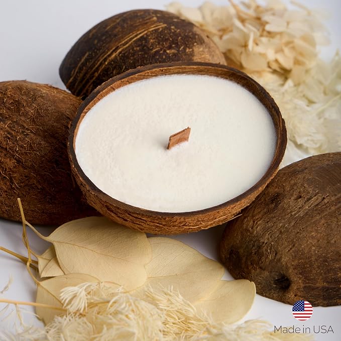 – Scented Candles Clearance | Coconut Shell Soy Wax Candle with Wooden Wick | Candles for Home Décor | Gift Idea for Women (1, Citrus Drift)
