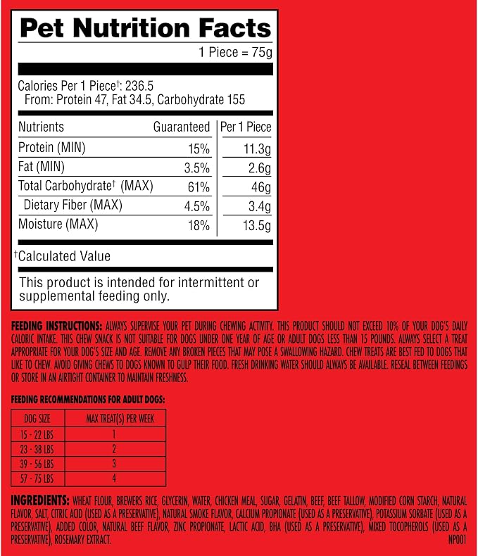 Milk-Bone Comfort Chews, Unique Chewy Texture & Real Beef, 16 Dog Chews | 40.8-oz. bag, For dogs 15-75 lbs., Rawhide-free dog chews, Made with real beef