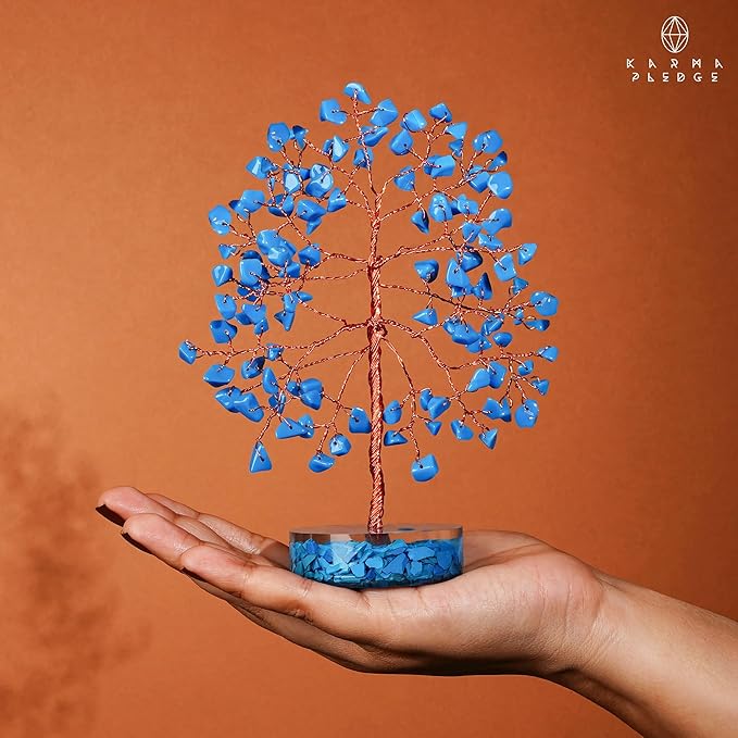 Turquoise Crystal Tree of Life Birthday Gifts for Women, Men, Friends, Handmade Chakra Healing Crystals Tree for Home Office Decor, Positivity, Good Luck, Money, Unique Gifts for Her Mom, Sister, Dad