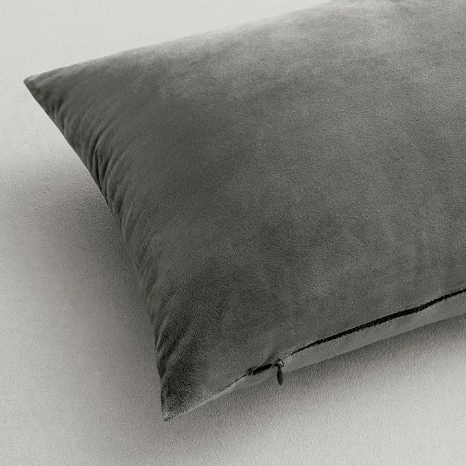MIULEE Velvet Throw Pillow Covers 18x18 Inch Pack of 2 Grey | Soft Solid Decorative Pillow Covers, Modern Luxury Home Decor, for Couch Chair Sofa Bedroom Livingroom