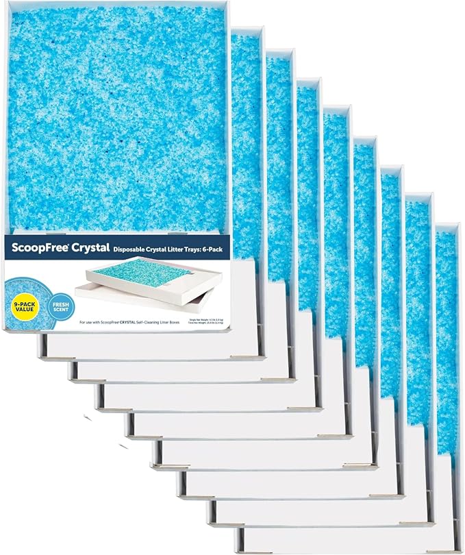 PetSafe ScoopFree Disposable Crystal Cat Litter Tray - Easy Cleaning Box - Refill Tray for Automatic Litter Box - Fresh Scent - 4.3 lb Bags - 9 Pack
