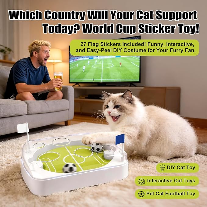 2026 International Soccer Electric Cat Toy Balls with Catnip, Motion Activated Automatic Rolling Interactive Cat Toy, Indoor Hunting Exercise Mental Stimulation Scratching Pet Play Ball
