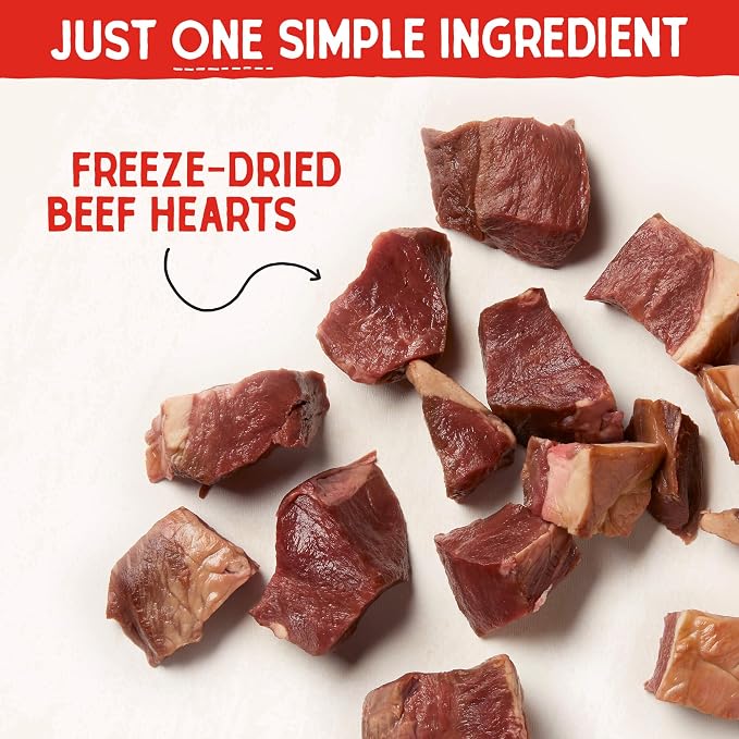Stella & Chewy's Freeze-Dried Raw Beef Heart Dog Treats - Single Ingredient, No Additives - Premium Training Treats - Perfect for Picky Eaters - 3oz Bag