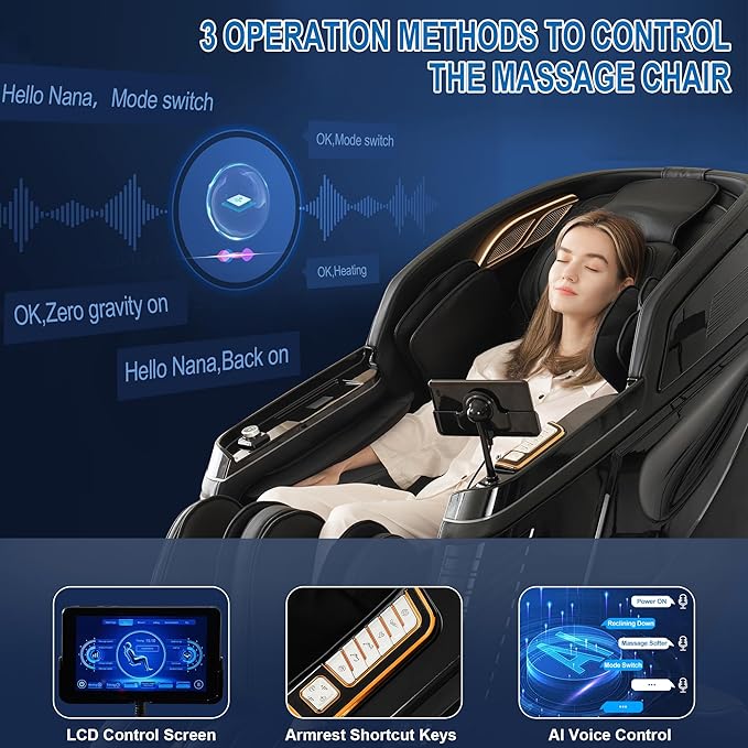 MERITLIFE 4D Massage Chair Full Body, Zero Gravity Dual SL-Track Power Shiatsu Massage Chair,Body Scan, Heating, 24 Auto Modes,Customized Massage(Dark Black)