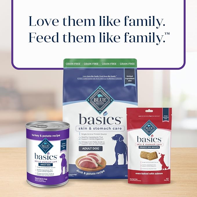 Blue Buffalo Basics Turkey Adult Grain-Free Wet Dog Food, 12.5 oz, 12 ct | Skin & Stomach Care, Real Turkey #1 Ingredient, Limited Ingredient Diet, Antioxidant-Rich LifeSource Bits, Skin & Coat Health