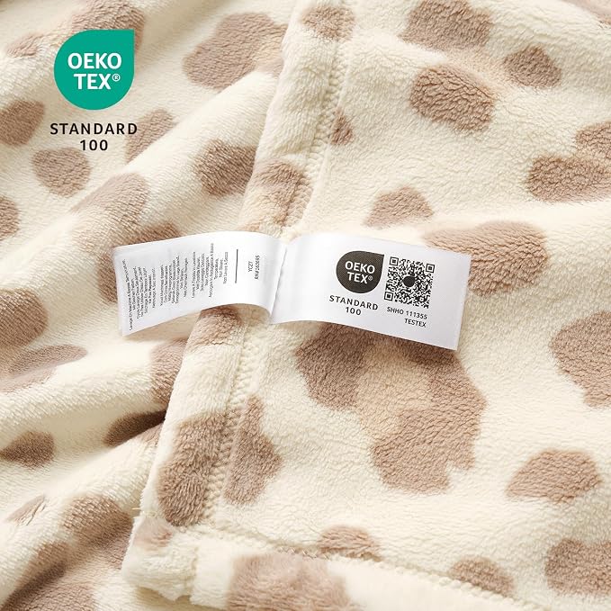 Cozy Bliss Leopard Print Fuzzy Throw Blanket for Couch & Bed, Thick Soft Warm Fleece Blankets for Room Decor, for Kids, Women Men Girls, Khaki Brown Cheetah 50"*60"
