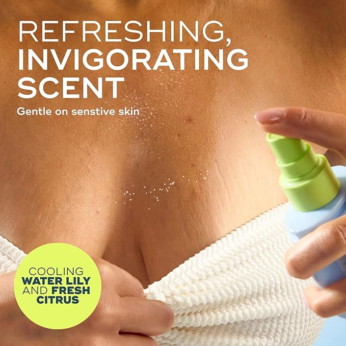 Luna Daily The Everywhere Spray-To-Wipe | Cooling Body Mist & Hydrating pH-Balanced Feminine Care | Cooling Water Lily + Fresh Citrus | Anti-Chafing & Odor Control 80ml