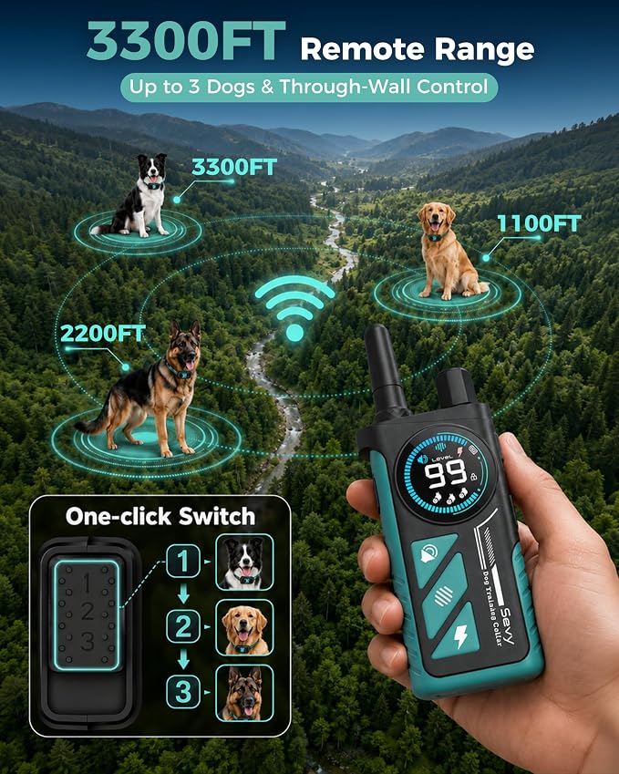 Sevy Buzzy 2-in-1 Dog Bark Collar & Dog Shock Collar with Remote for 2 Dogs