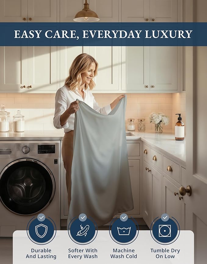 LANE LINEN 100% Egyptian Cotton Twin Sheets Set - 1000 Thread Count, Sustainably Produced Luxury Hotel Like Thick Twin Sheets, Naturally Temperature Regulating Machine Washable - Silver