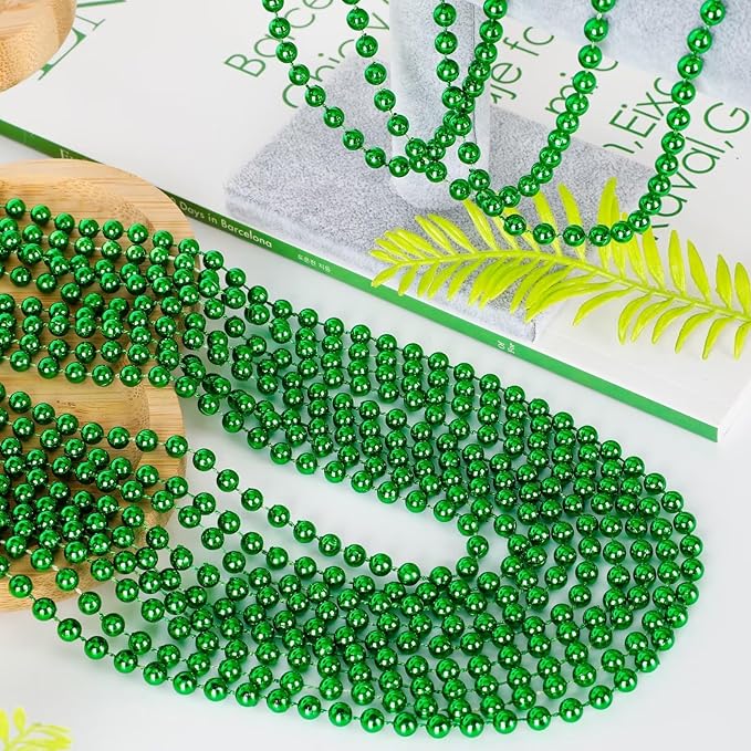 St Patricks Day Beads, 24PCS Christmas Beaded Necklace Accessories, Mardi Gras Beads Necklaces, Festival Parade Throw Accessories for Mardi Gras St. Patricks Christmas Party Wedding Supplies
