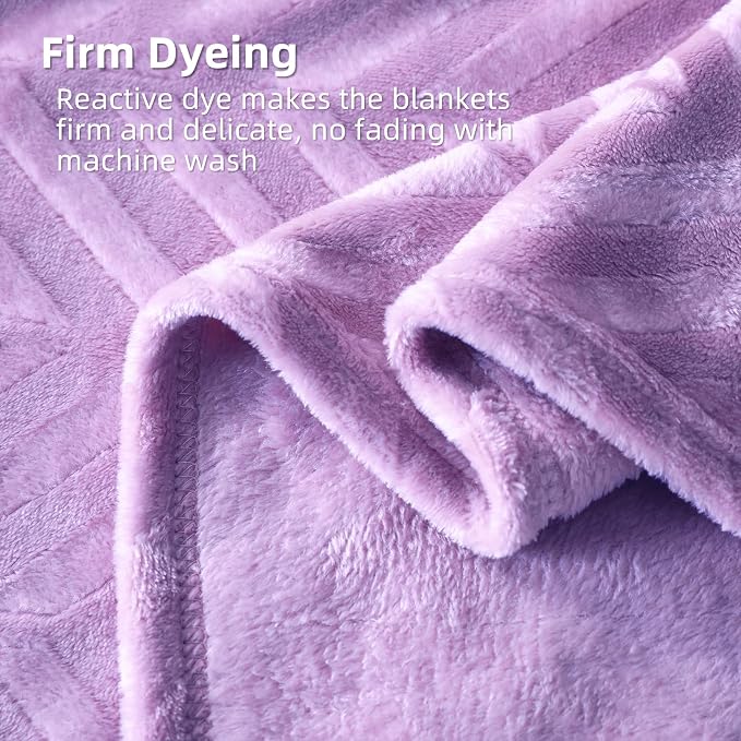 Whale Flotilla Flannel Fleece Fall Bed Blanket Twin XL Size, Lilac | Lightweight Breathable Soft Bedspread, Plush Fluffy Coverlet Chevron Design Decorative Blanket for Home Life, 90x66 Inch