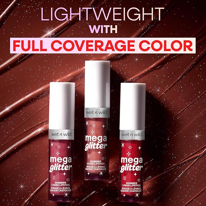wet n wild Mega Glitter Shimmer Liquid Lipstick, Matte-to-Glitter Finish, Lightweight Formula, Comfortable Wear, Vitamin E-Infused for Nourished Lips, Vegan & Cruelty-Free - Pink Future