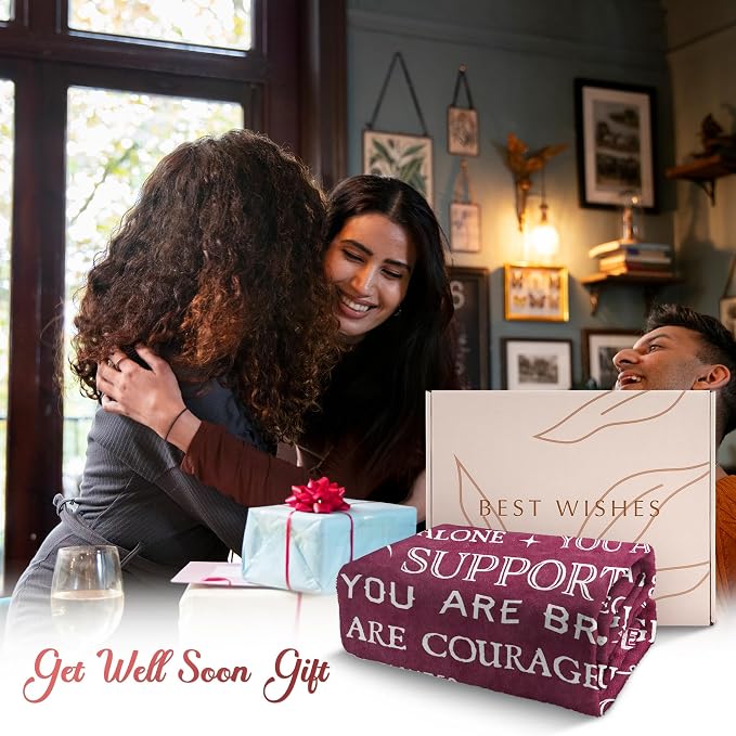 Blanket Gifts for Women Men- Inspirational Get Well Blanket | Feel Better After Surgery Gifts for Him Her, Thinking of You Birthday Gift for Mom Grandma Aunt Sister Friend, 60'' x 50''