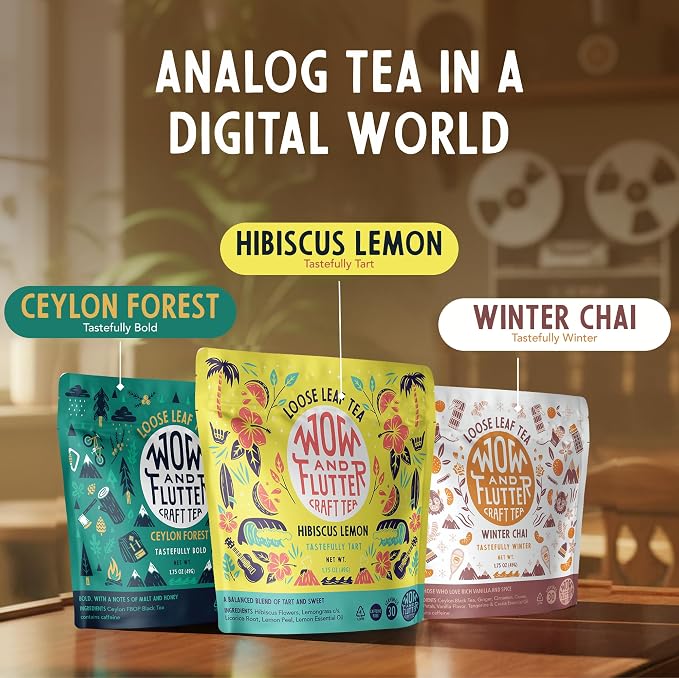 Wow and Flutter Ceylon Forest Loose Leaf Black Tea | Single-Origin Sri Lankan FBOP Leaves, Bold, Smooth & Naturally Sweet Malt + Honey Notes | Small-Batch Fresh Packed - 1.75 oz Pouch