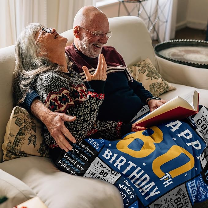 80th Birthday Gifts for Men Women, Best 80th Birthday Decorations for Men | 80 Year Old Birthdays Gift for Man, Funny 1945 Birthdays Gift for Man ideas Blanket 50"X60"