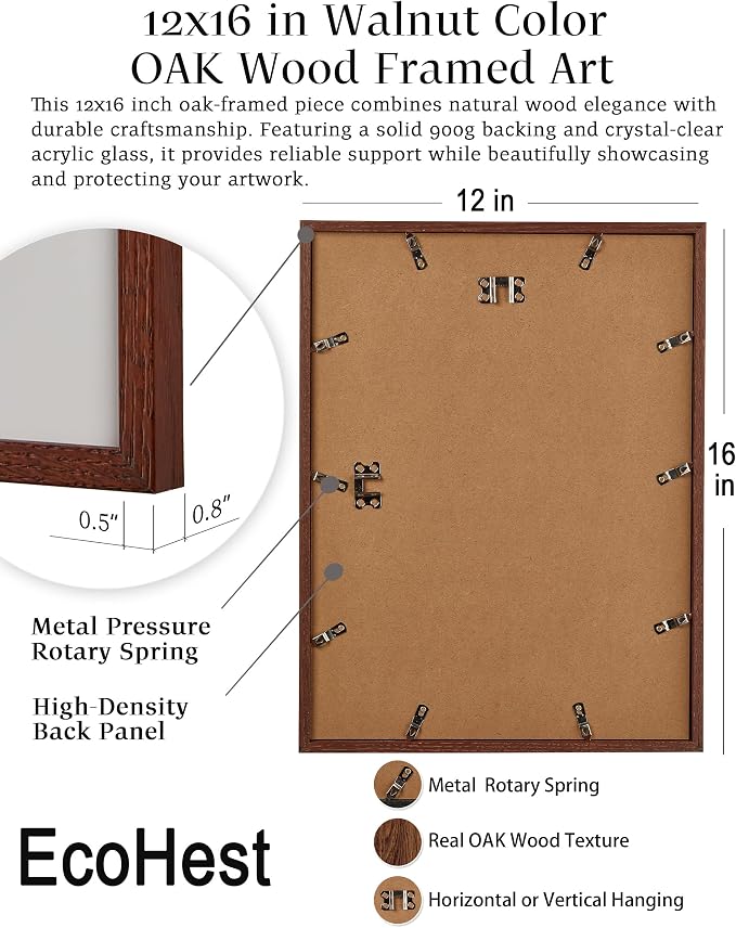 EcoHest 12x16 in Cool Girl Newspaper Framed Wall Art for Bedroom | Walnut Color Solid Oak Frame, Canvas Wall Art, Girly Fashion Magazine Decor for Bedroom, Apartment, Dorm, College Room, 1Pack