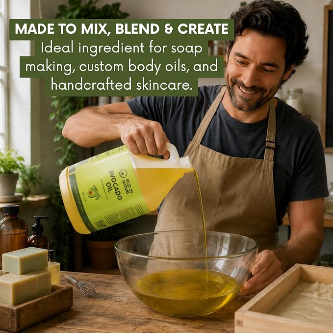 Best of Nature 100% Pure Avocado Oil – Natural Massage Oil, Moisturizing Body & Hair Oil, Unscented Skincare & Carrier for Essential Oils, Half Gallon (64 Fl Oz)