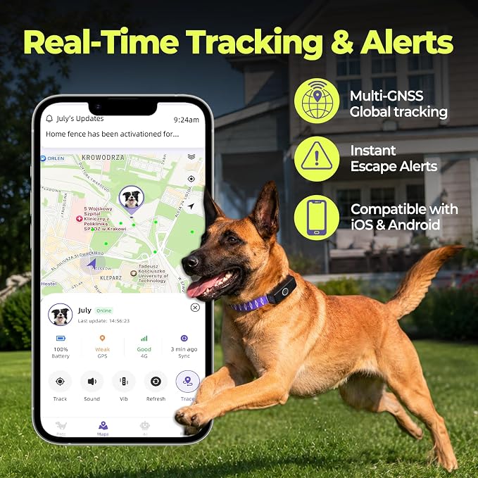 MeeXH GPS Smart Dog Fence Collar, 6-Month Membership, Wireless Dog Tracking Collar with Custom Virtual Boundaries, App-Controlled GPS Tracker for Dogs, Sound & Vibration Guide with Escape Alerts