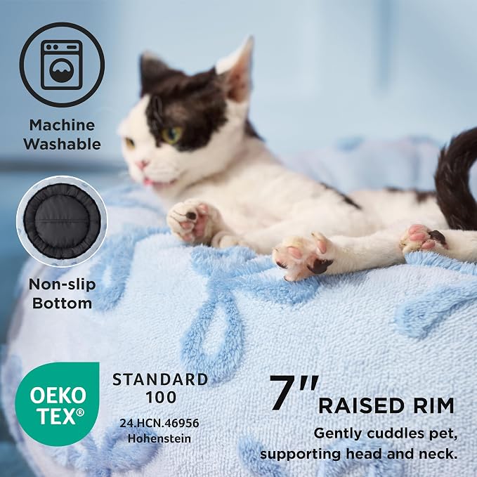 LE SURE Shown on TV Jacquard Donut Cute Small Dog Beds,Ice Melt 23x23x7in | Orthopedic Calming Cat Sofa Indoor,Original Design Pattern,Washable Cover,Home Decor as Gift for Pet ,Anti Slip Bottom